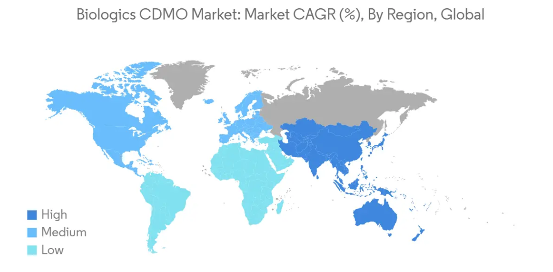 Biologics CDMO Market Trends Biologics CDMO Market: Market CAGR (%), By Region, Global